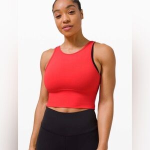 Lululemon Pink Punch Peach Orange Red Power Pivot Tank Top Everlux Size M